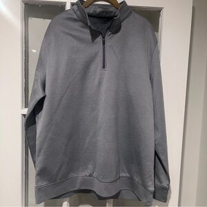 Hickey Freeman Pullover Mens Large Gray Stripe Quarter Zip Sweater Performance